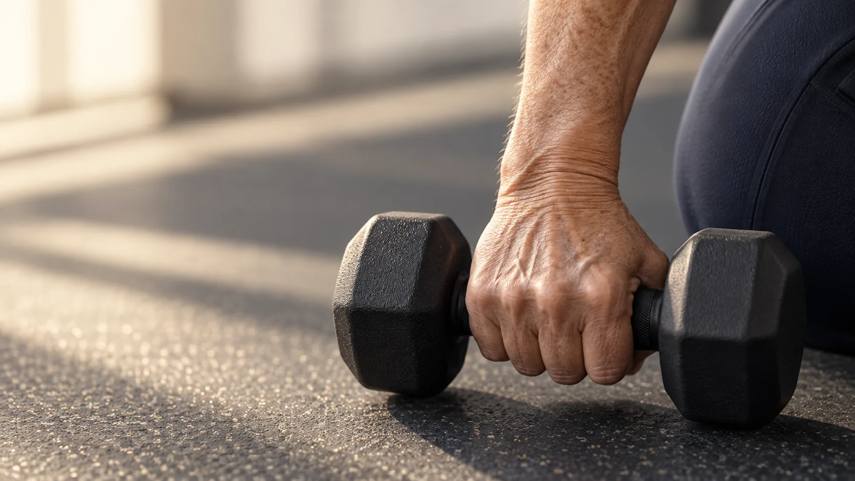 Hand holding a dumbbell illustrating strength and healthy ageing in Milton Keynes