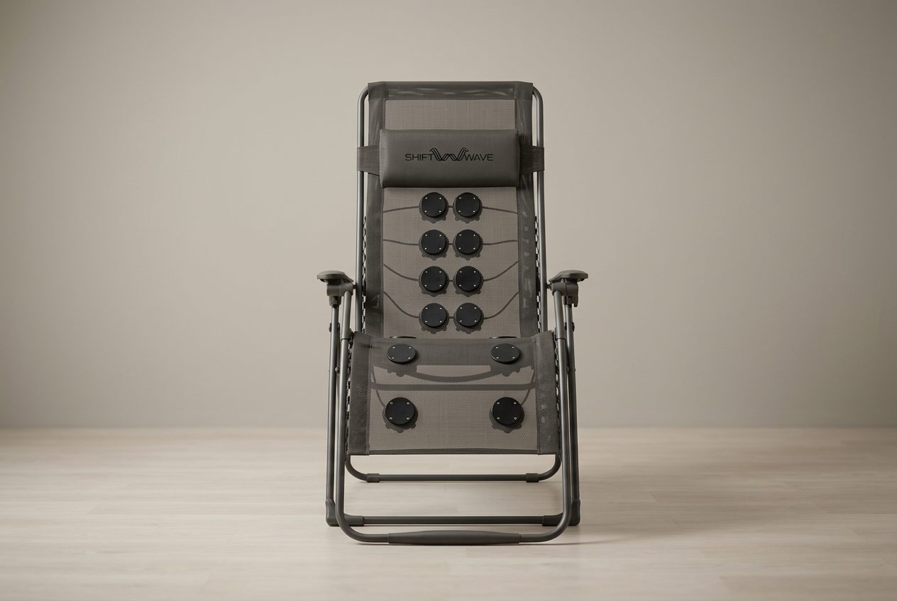 Reclined Shiftwave zero-gravity chair set up for a nervous system regulation session