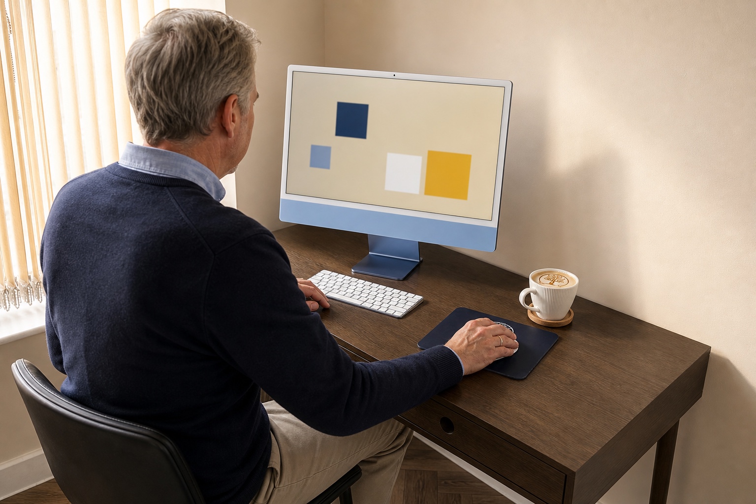 Client completing computerised cognitive assessment at Hanbury Health, Milton Keynes
