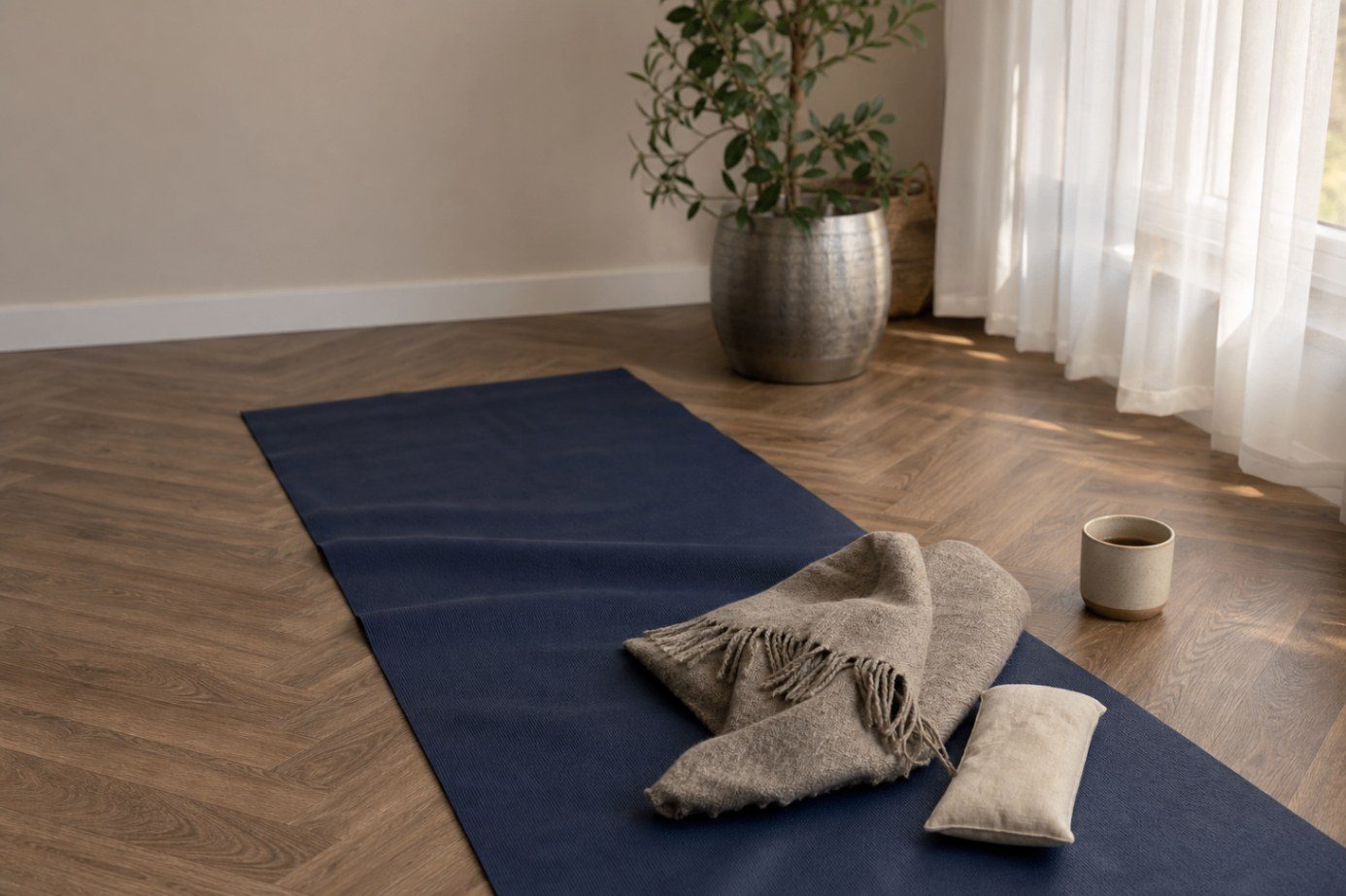 Calming yoga practice at Hanbury Health, Milton Keynes
