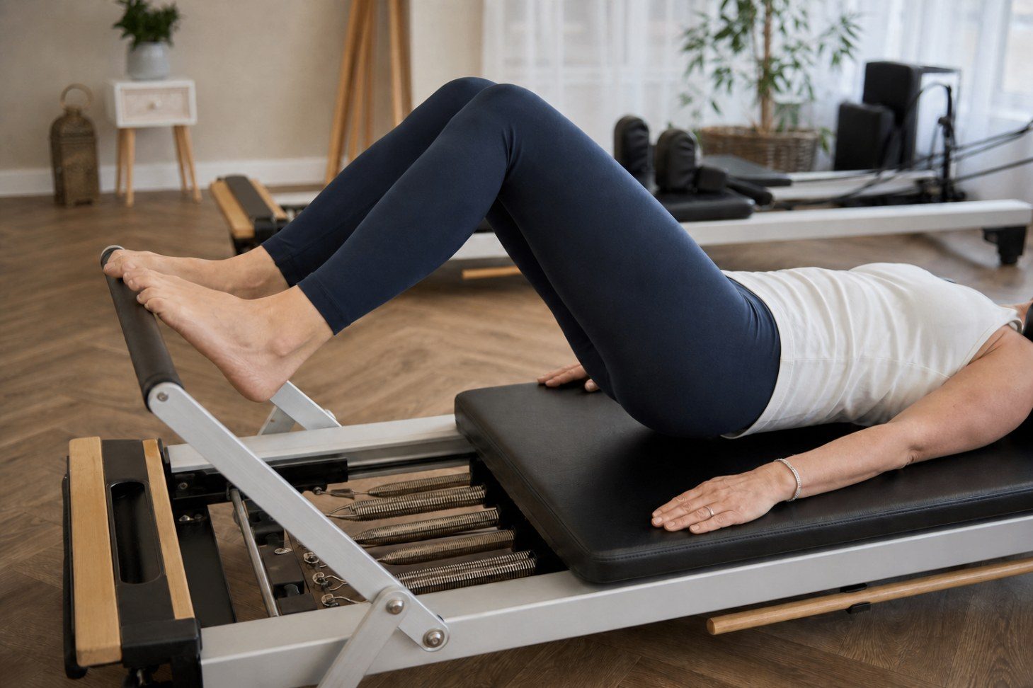 Reformer Pilates machine in use at Hanbury Health, Milton Keynes