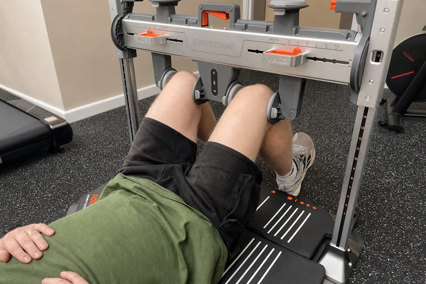 VALD ForceFrame strength testing rig used during physiotherapy at Hanbury Health, Milton Keynes